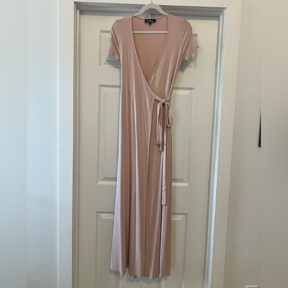 Lulu's Soft Pink Maxi Wrap Dress